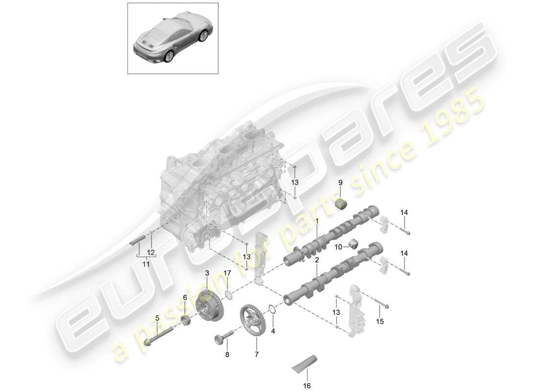 porsche 2016 (991-1 turbo) nockenwelle teilediagramm