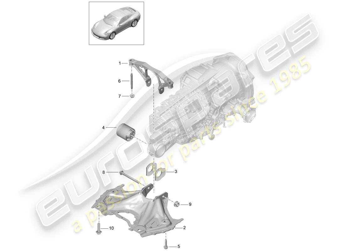 porsche 2018 (991-2) hilfsrahmen-ersatzteildiagramm