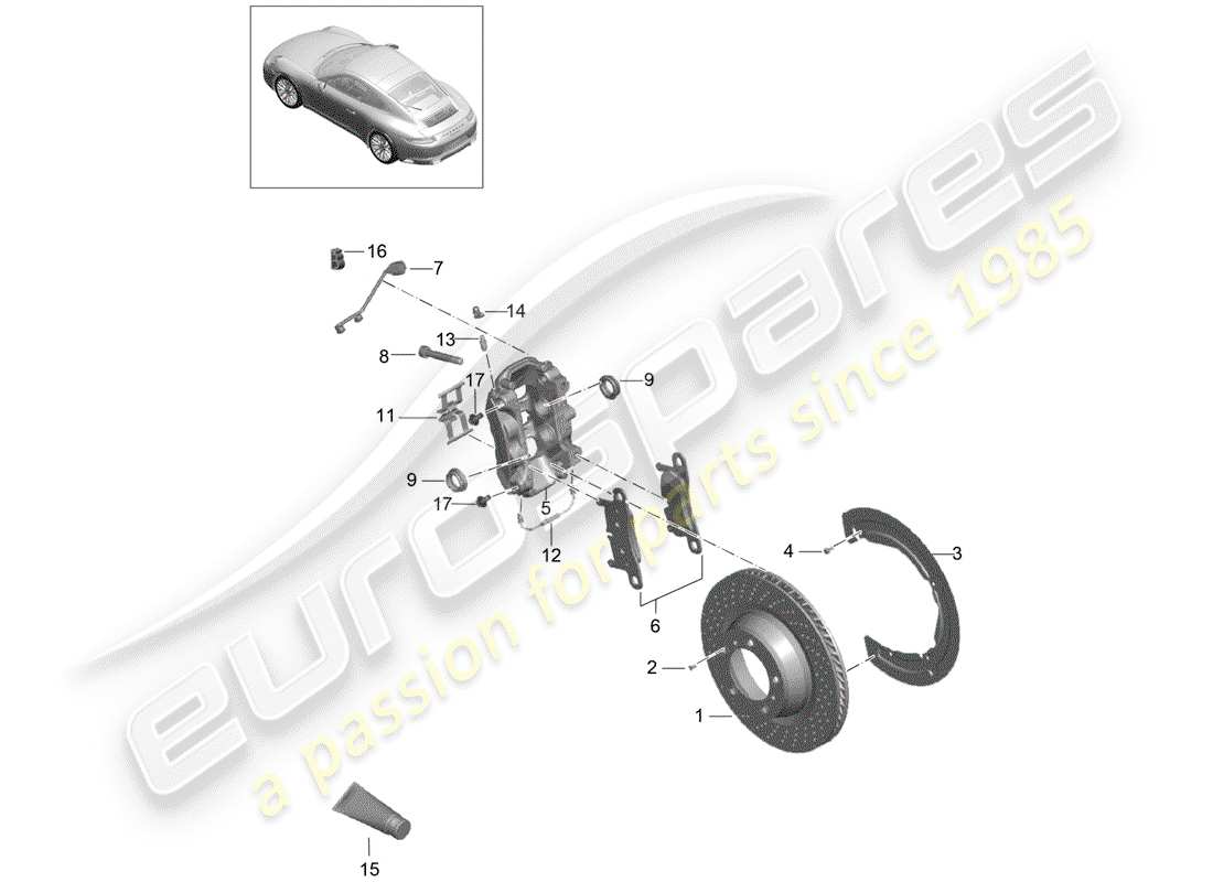 porsche 2018 (991-2) scheibenbremsen ersatzteildiagramm