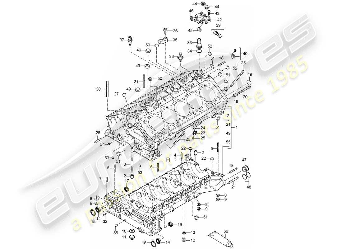 porsche 2004 (carrera gt) kurbelgehäuse - einzelteile ersatzteildiagramm