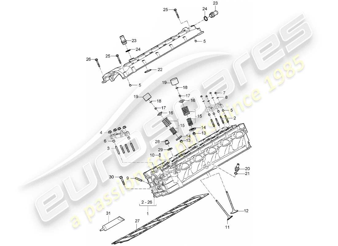 porsche 2006 (carrera gt) zylinderkopf - ventildeckel teilediagramm