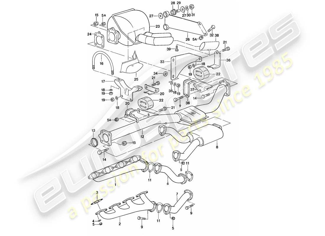 porsche 1981 (928) auspuffanlage - d - mj 1978>> - mj 1978 ersatzteildiagramm