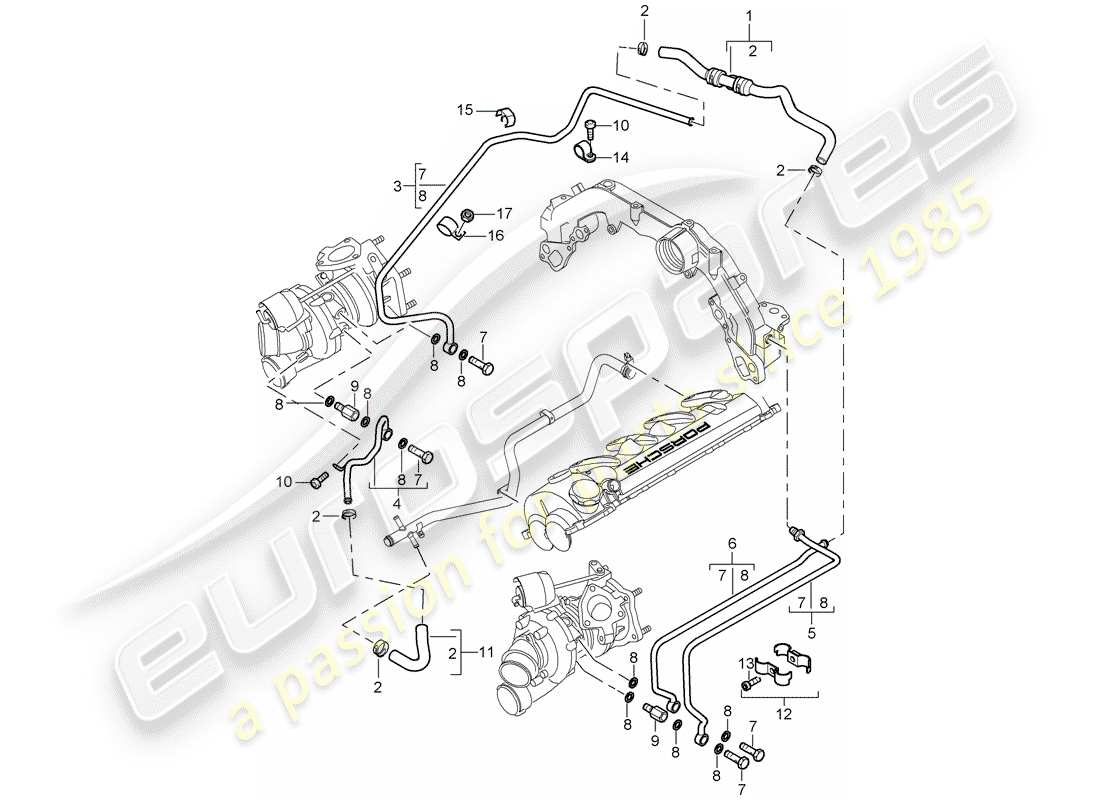 porsche 2004 (cayenne e1 9pa) abgasturbolader teilediagramm