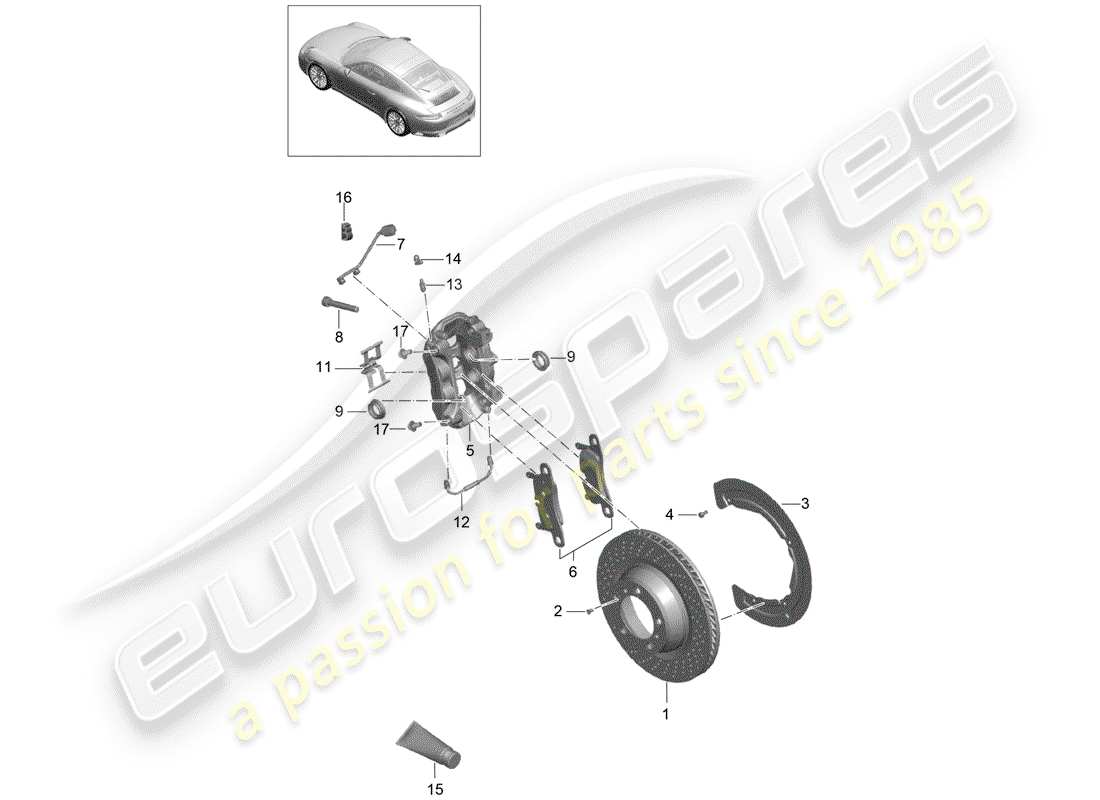 porsche 991 turbo (2020) scheibenbremsen ersatzteildiagramm