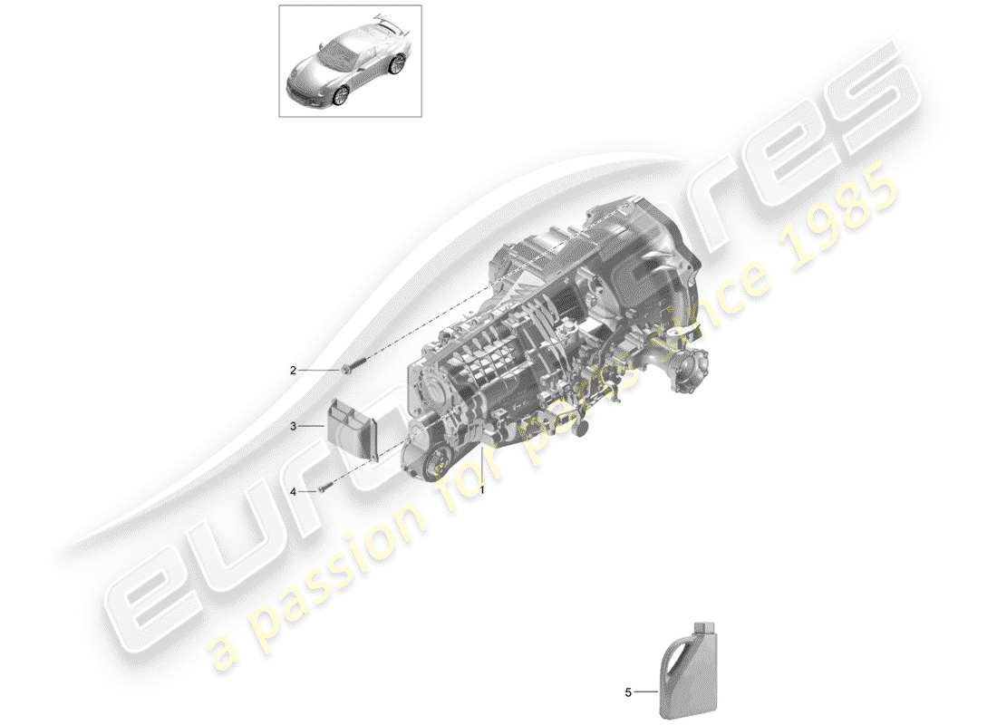 porsche 2019 (991-2 r/gt3/rs) schaltgetriebe ersatzteildiagramm