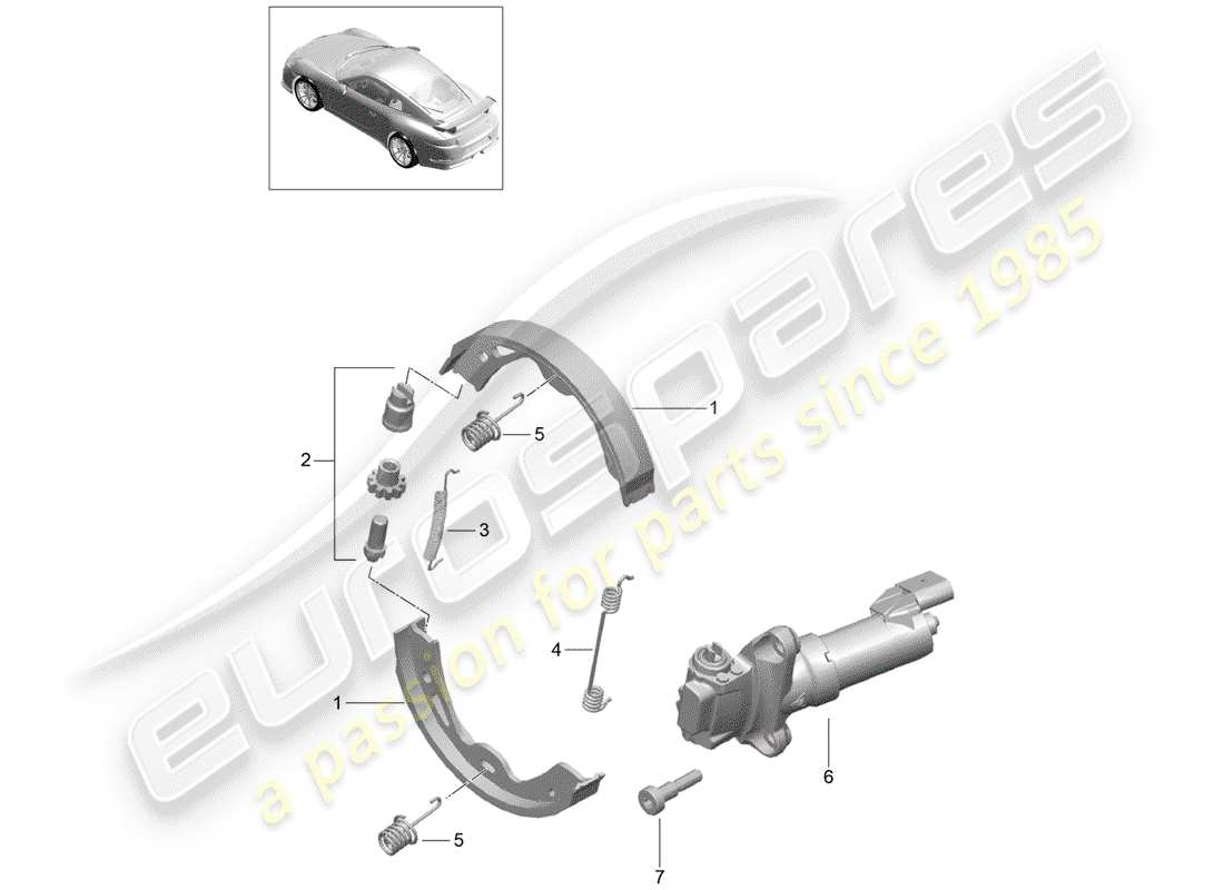porsche 2015 (991-1 r/gt3/rs) parkbremse ersatzteildiagramm