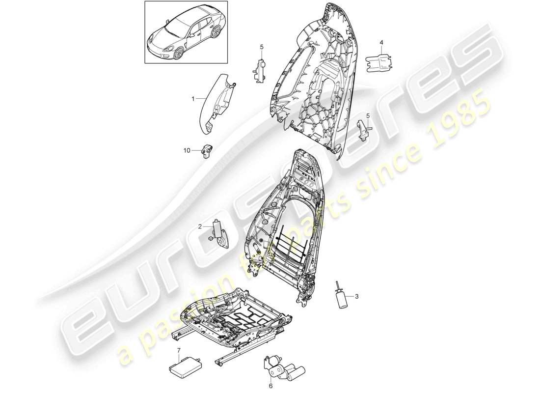 porsche 2010 (cayenne e1 9pa) elektrische teile vordersitze teilediagramm