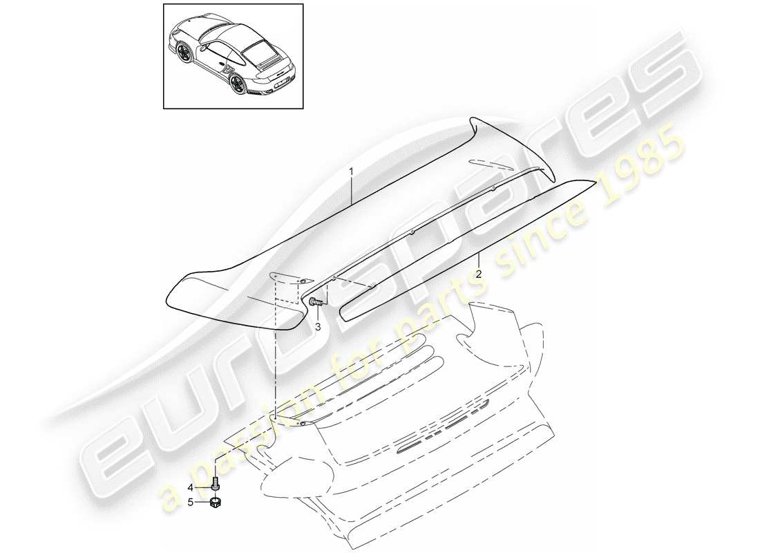 porsche 2013 (997-2 turbo / gt2 rs) heckspoiler teilediagramm