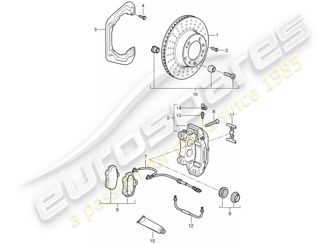 porsche 2007 (997-1 gt3) scheibenbremsen ersatzteildiagramm
