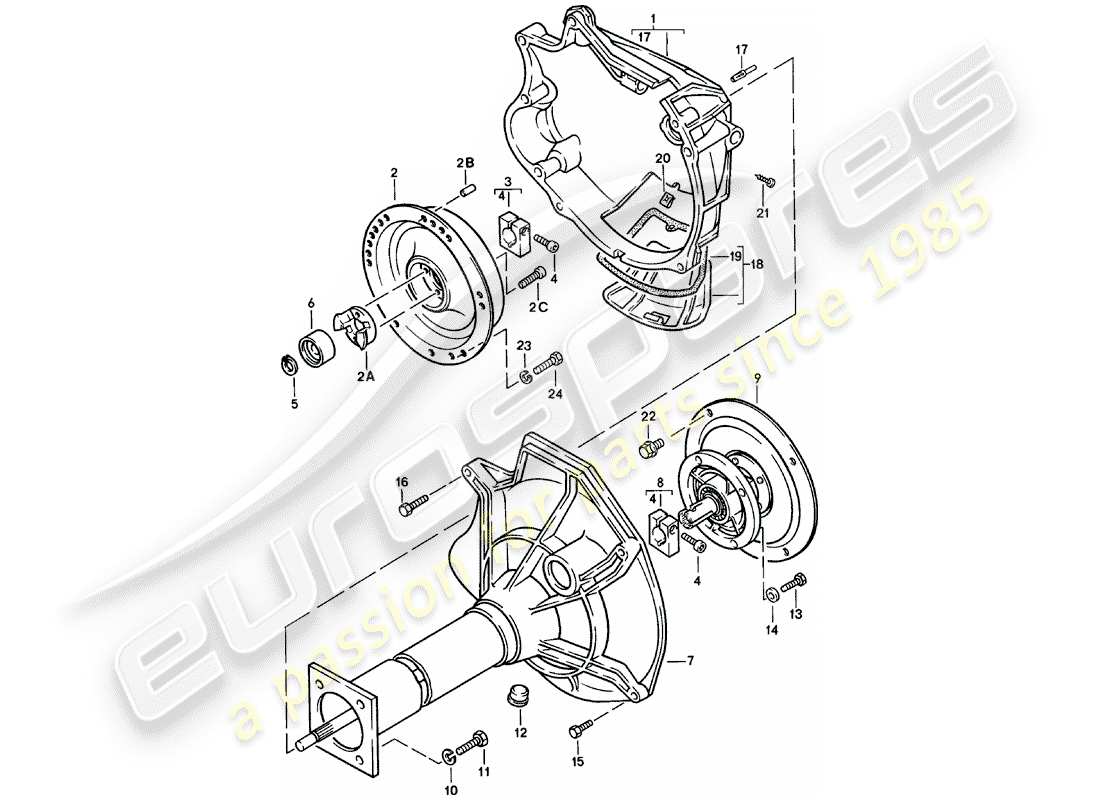 porsche 1983 (924) zentralrohr - automatikgetriebe ersatzteildiagramm