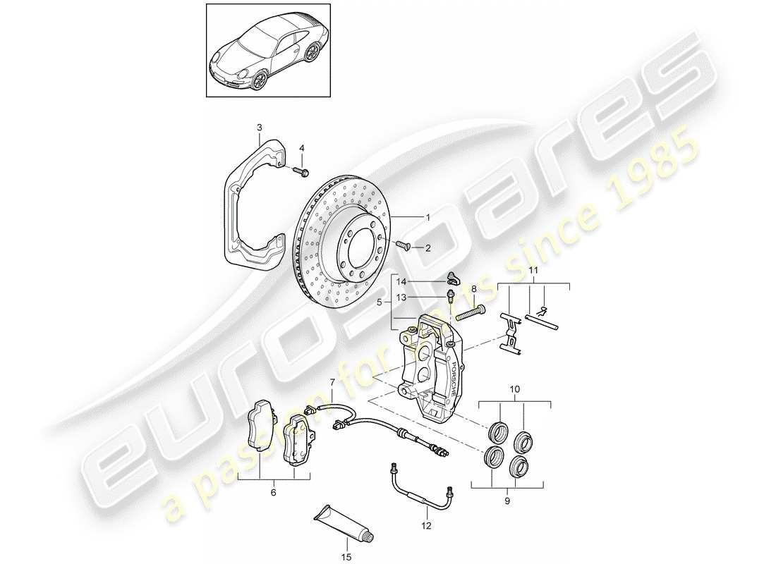 porsche 2012 (997-2) scheibenbremsen ersatzteildiagramm