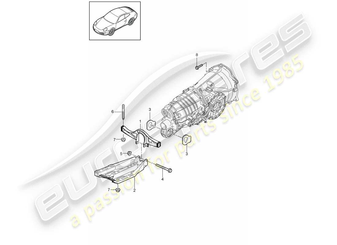 porsche 2012 (997-2) getriebeaufhängung teilediagramm