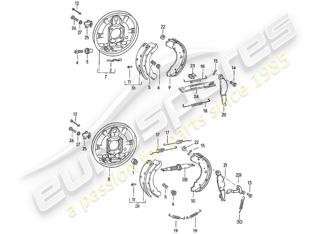 porsche 1983 (924) bremse - hinterachse - d >> - mj 1980 ersatzteildiagramm