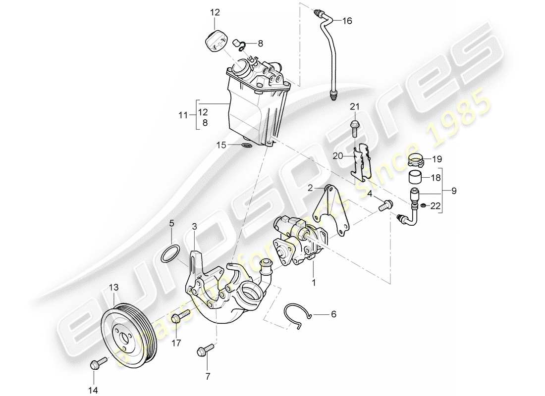 porsche 2007 (997-1 turbo / gt2) servolenkung - teilediagramm