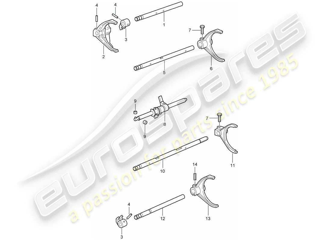 porsche 2007 (997-1 turbo / gt2) schaltwelle ersatzteildiagramm