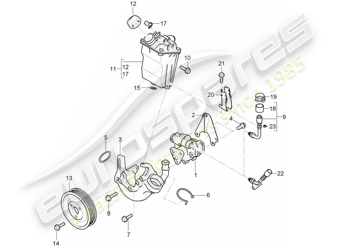 porsche 2009 (997-2 gt3) servolenkung - teilediagramm