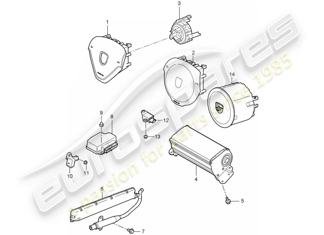 porsche 2011 (997-2) airbag-teilediagramm