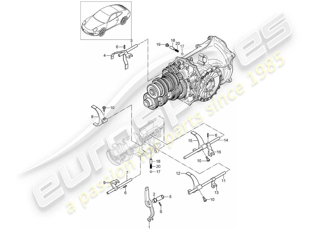 porsche 2011 (997-2) schaltwelle ersatzteildiagramm