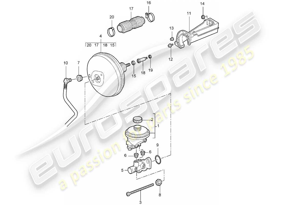 porsche 2008 (997-1) hauptbremszylinder teilediagramm