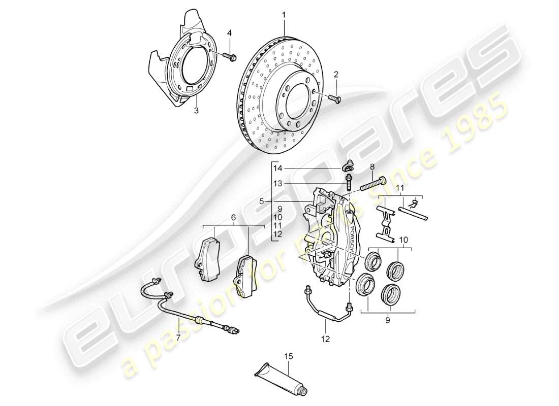 porsche 2007 (987 boxster) scheibenbremse hinterachse teilediagramm