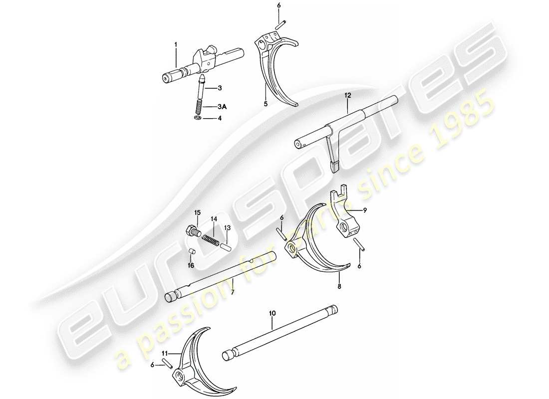 porsche 1979 (924) getriebesteuerung - 5-speed ersatzteildiagramm
