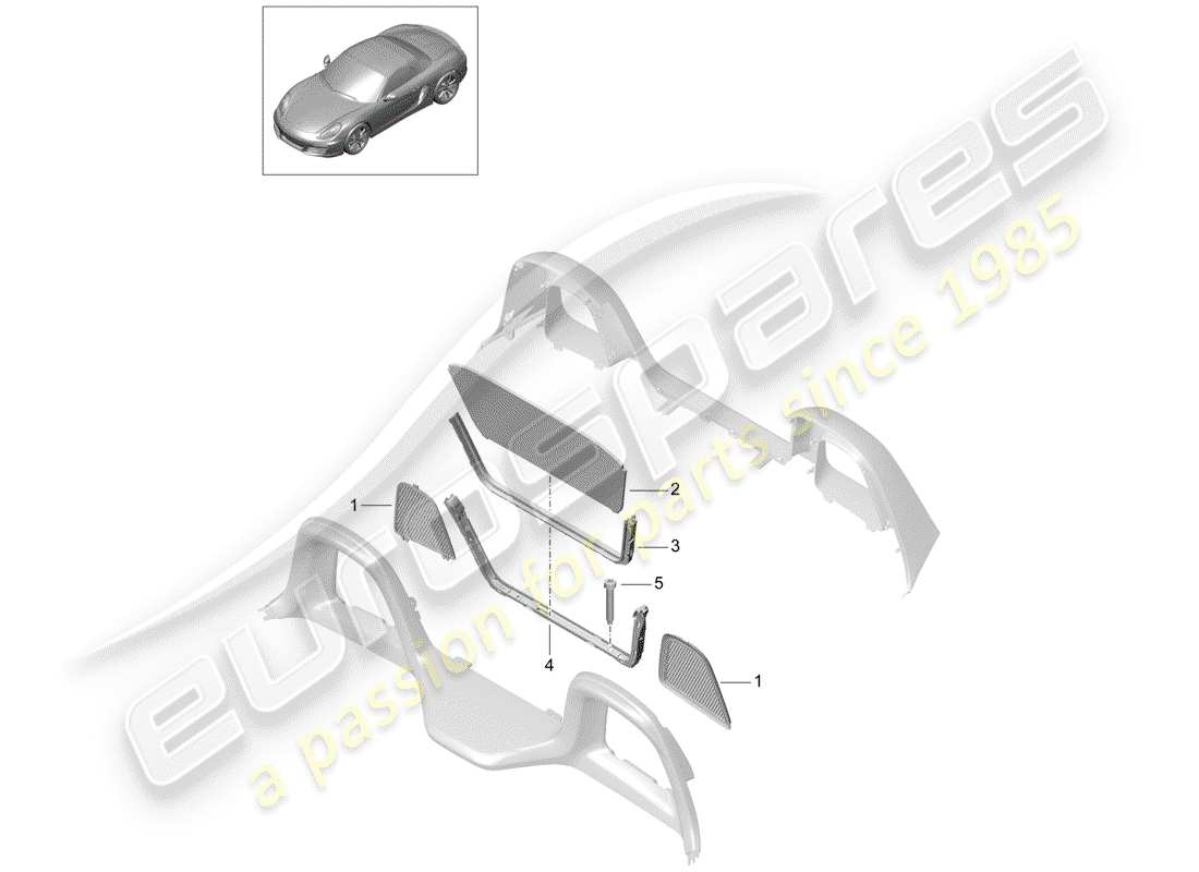 porsche 2012 (981 boxster) windschutzscheibe teilediagramm