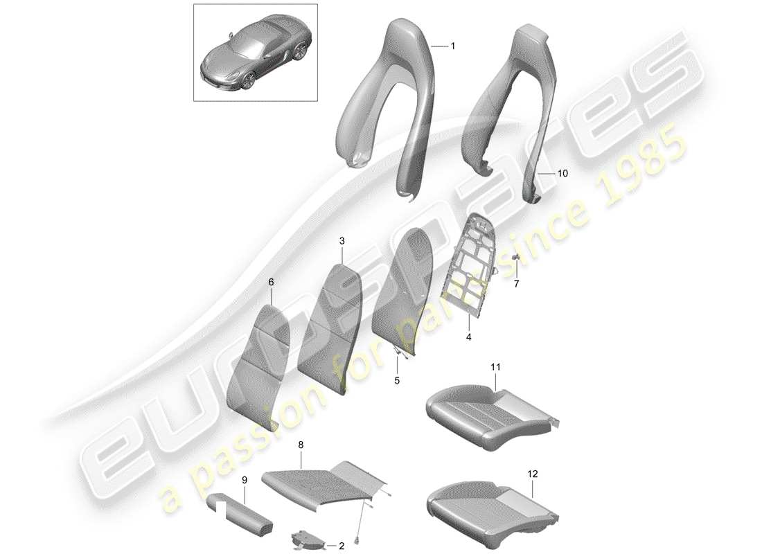 porsche 2012 (981 boxster) schaumteil teilediagramm