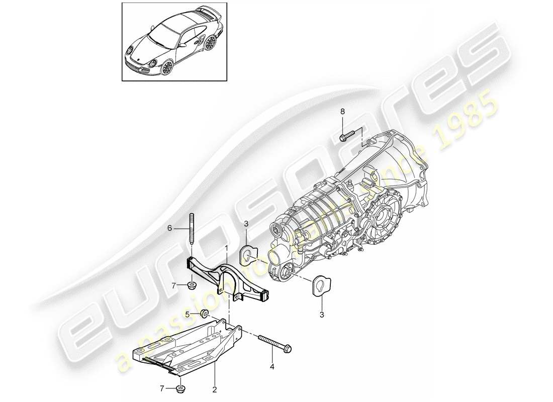 porsche 2013 (997-2 turbo / gt2 rs) getriebeaufhängung teilediagramm