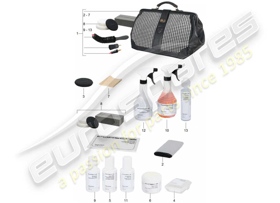 porsche classic accessories (2008) reinigungsmittel - porsche classic ersatzteildiagramm