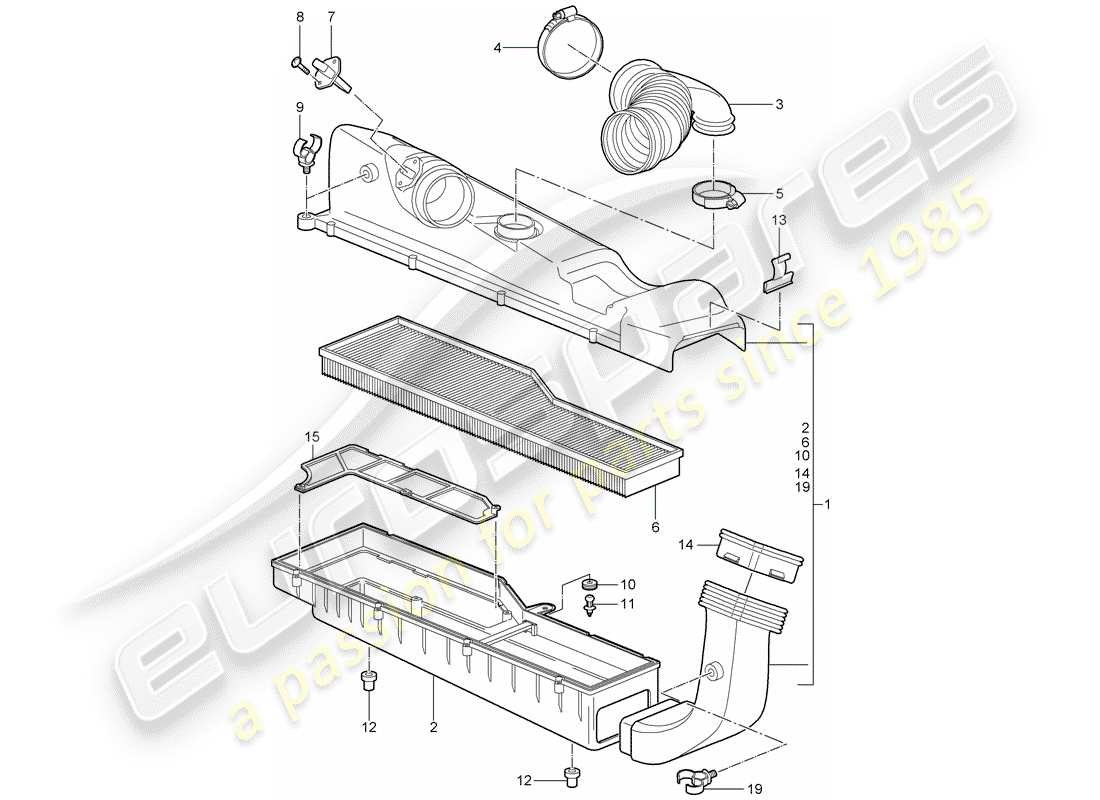 porsche 2008 (997-1) luftreiniger teilediagramm