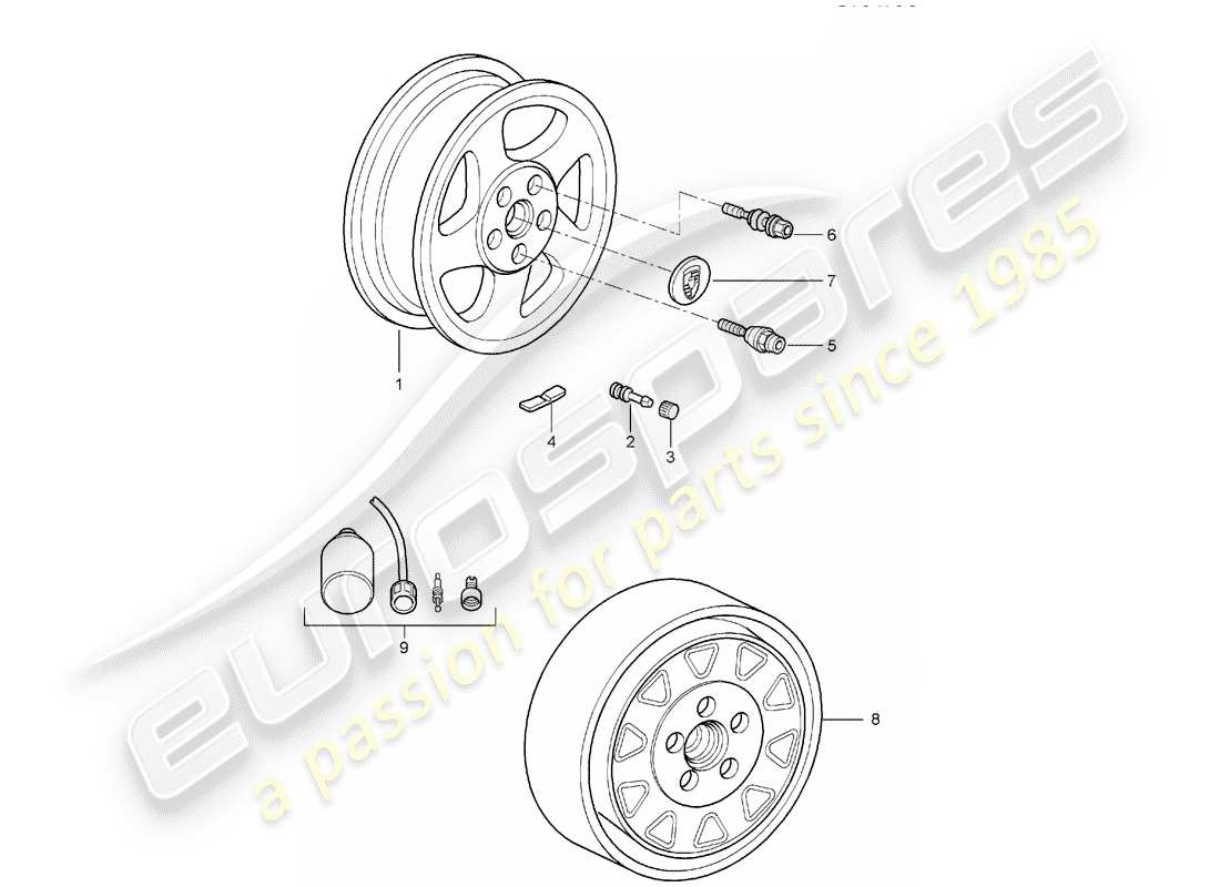 porsche 2008 (997-1) räder ersatzteildiagramm