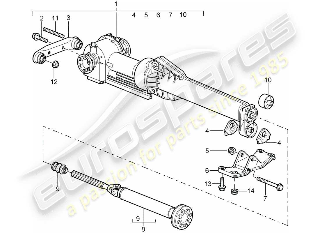 porsche 2004 (996 turbo / gt2) vorderachsdifferential - gelenkwelle ersatzteildiagramm