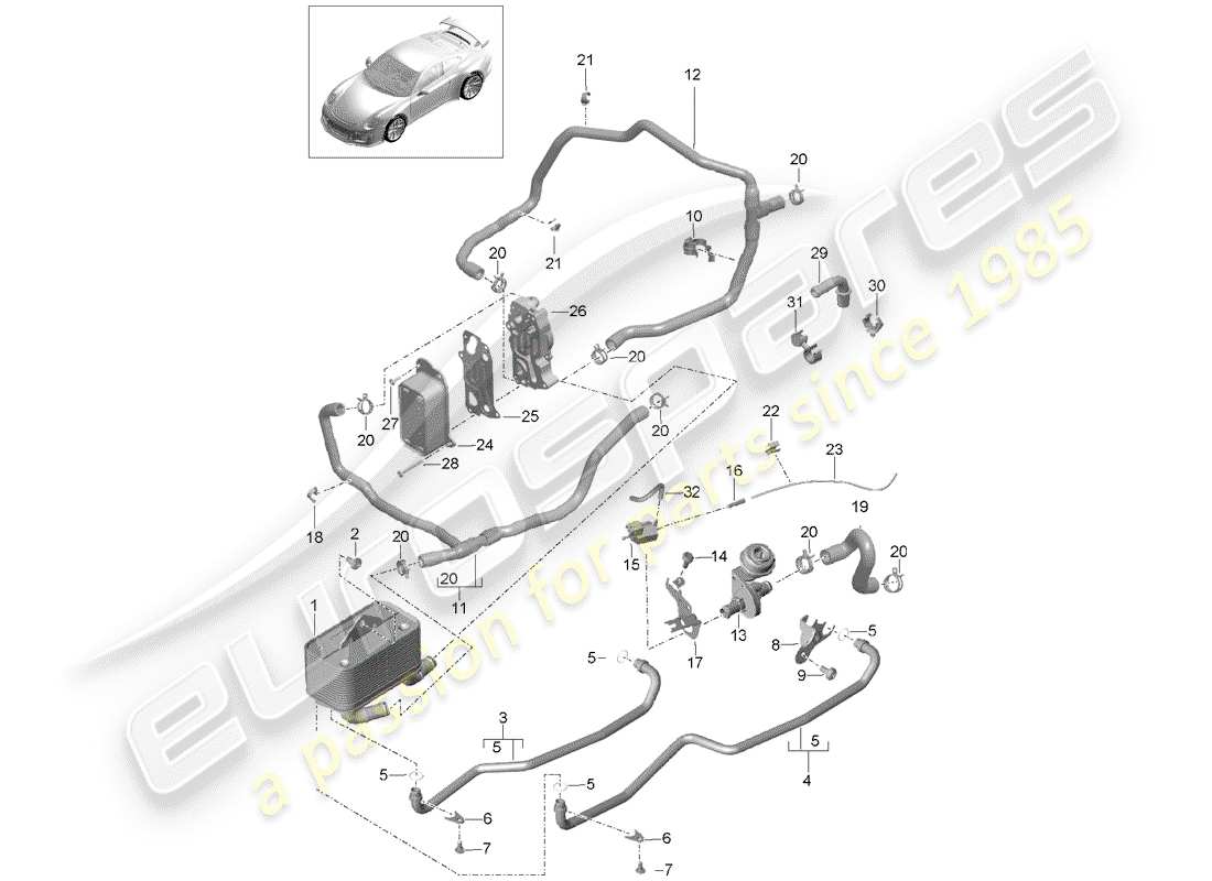 porsche 2016 (991-1 r/gt3/rs) - pdk - teilediagramm