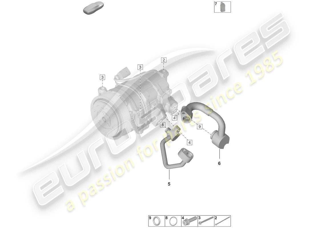 porsche 2019 (992-1) klimaanlagenkompressor teilediagramm