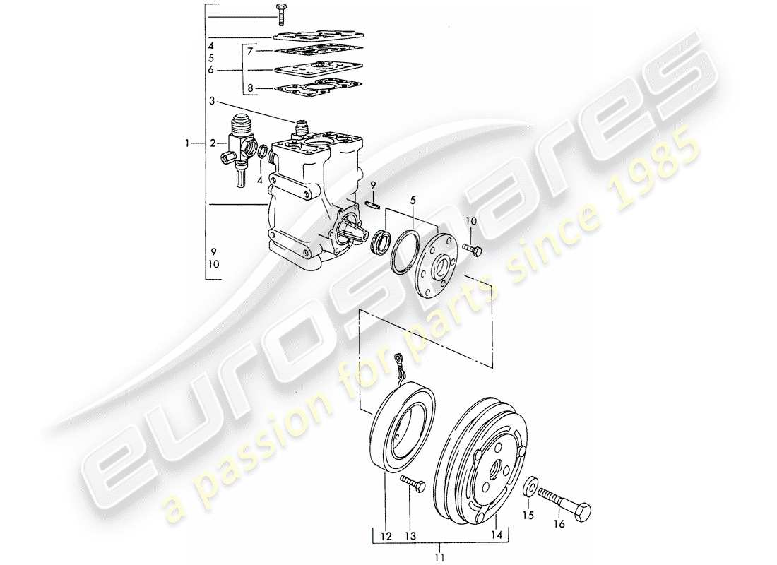 porsche 1968 (911/912) kompressor - kupplung - d >> - mj 1968 ersatzteildiagramm