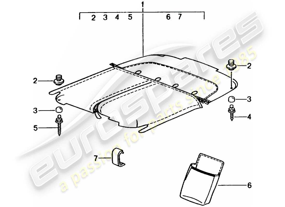 porsche 1998 (tequipment) tonneau-abdeckung ersatzteildiagramm