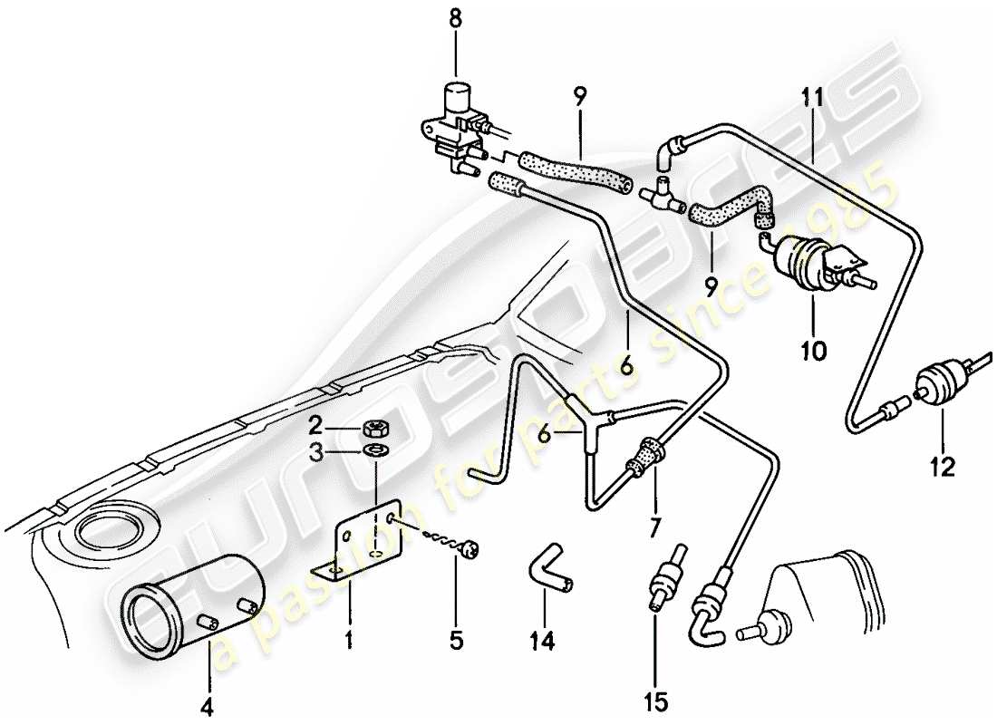 porsche 1987 (924s) vakuumsteuerung teilediagramm