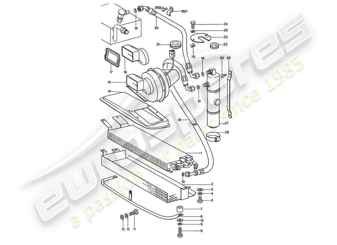 porsche 1976 (911 turbo) klimaanlage - kondensator - leitungen ersatzteildiagramm