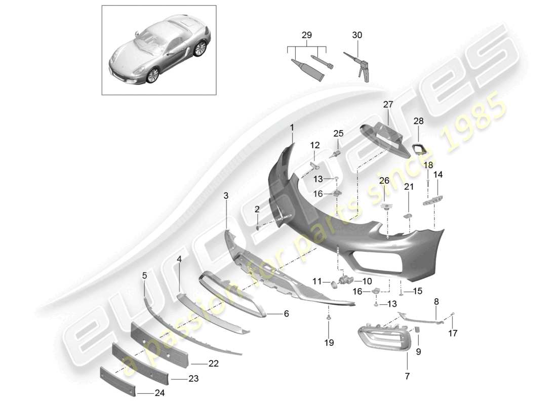 eine teilezeichnung aus dem porsche 2014 (981 cayman) teilekatalog