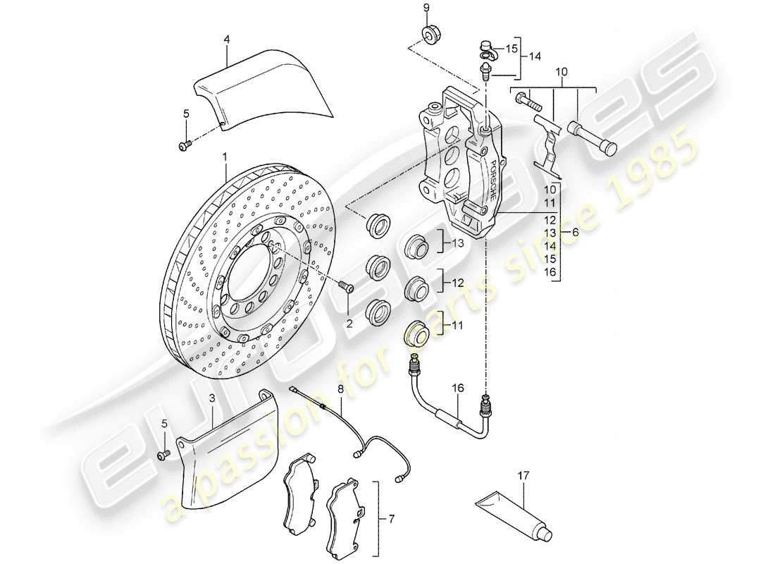 eine teilezeichnung aus dem porsche carrera gt teilekatalog