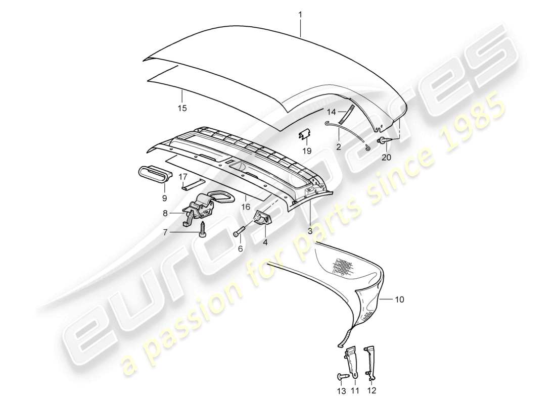 eine teilezeichnung aus dem porsche 1997 (986 boxster) teilekatalog