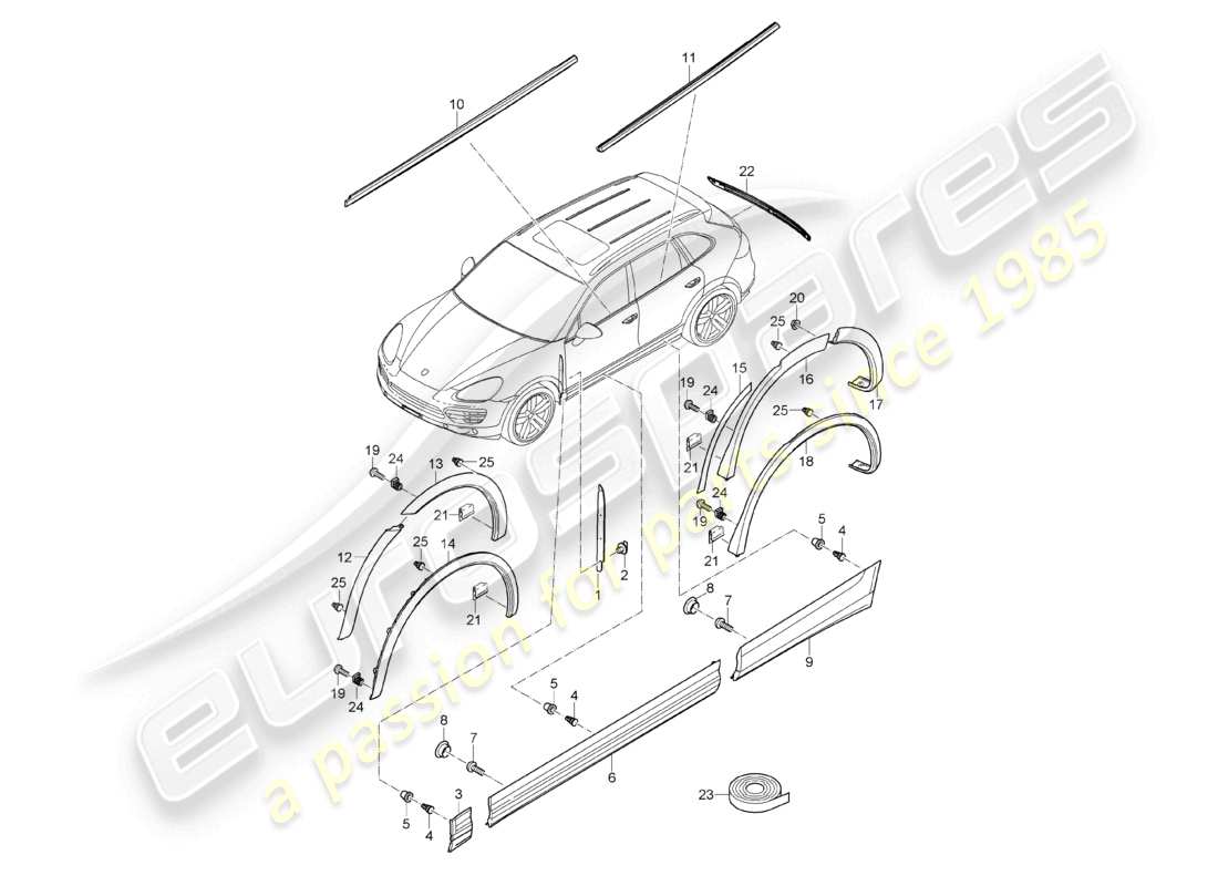 eine teilezeichnung aus dem porsche 2011 (cayenne e2 92a) teilekatalog