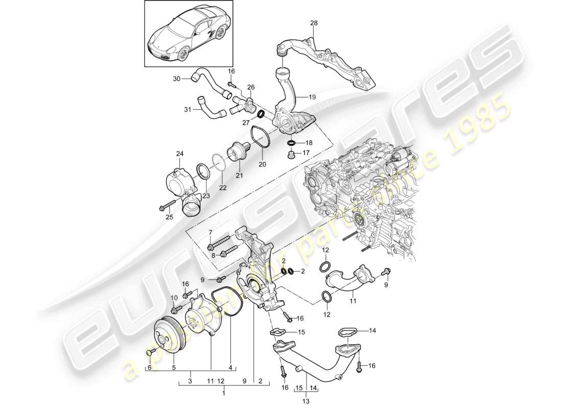 eine teilezeichnung aus dem porsche 2009 (987 cayman) teilekatalog