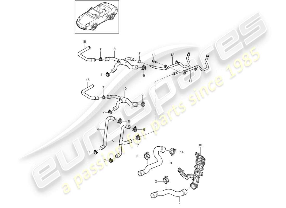 eine teilezeichnung aus dem porsche 2005 (987 boxster) teilekatalog