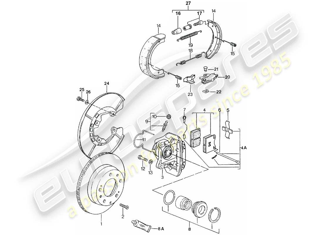 ein teilediagramm aus dem teilekatalog porsche 924