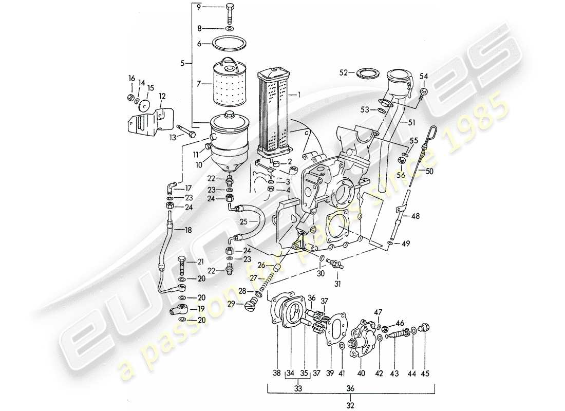 eine teilezeichnung aus dem porsche 1951 (356/356a) teilekatalog