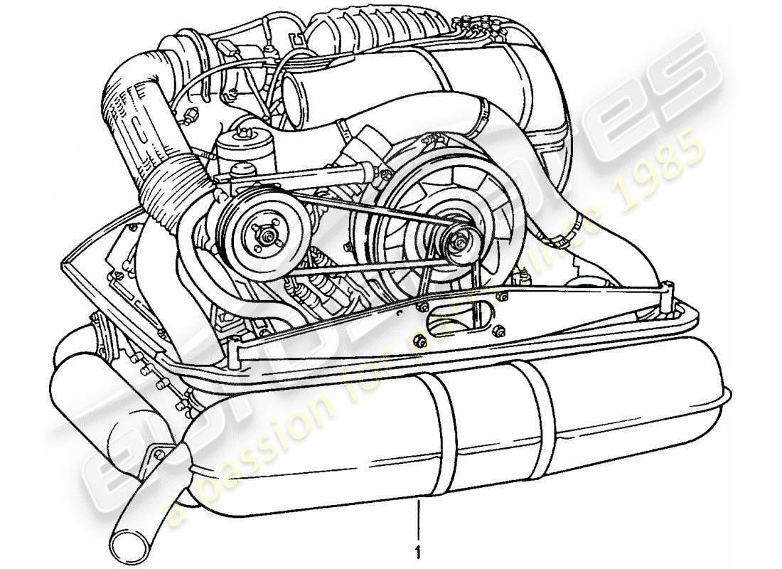 eine teilezeichnung aus dem porsche 1986 (refurbished and exchange catalogue) teilekatalog