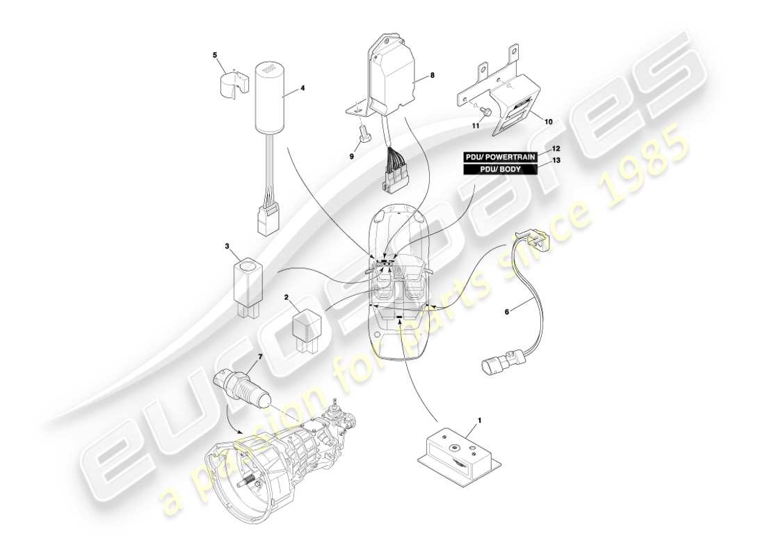 ein teilediagramm aus dem teilekatalog aston martin db7