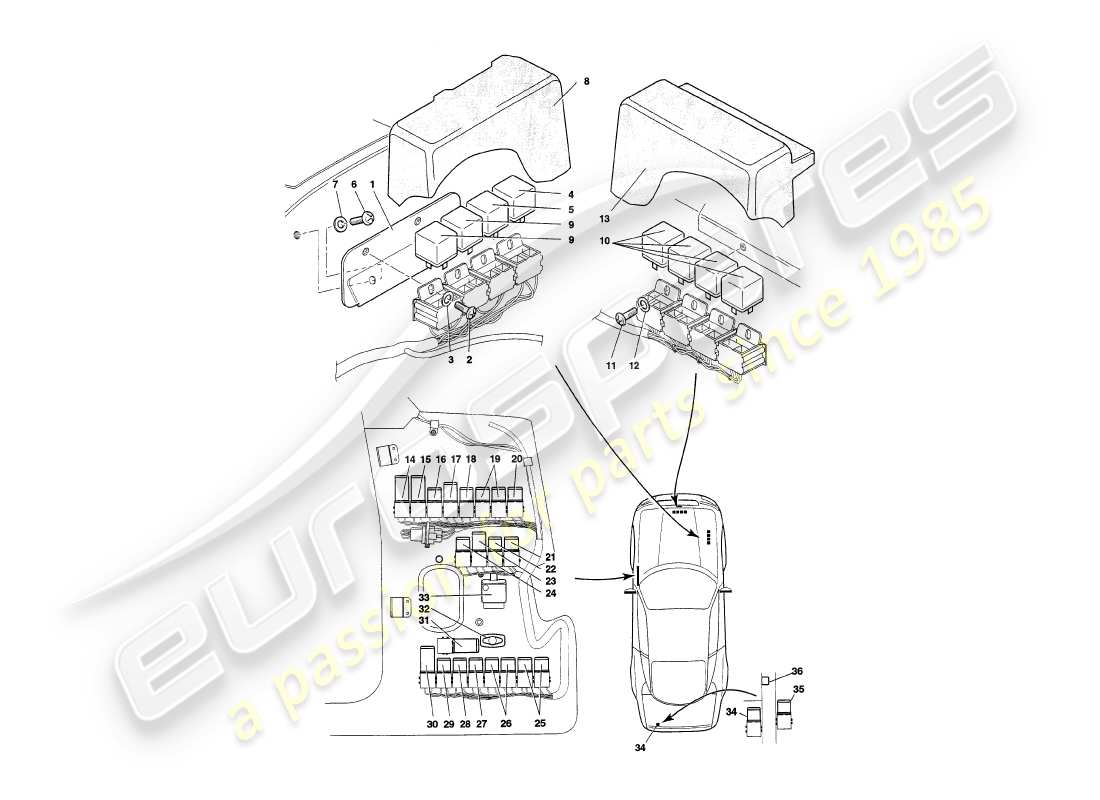 eine teilezeichnung aus dem aston martin v8 coupe (2000) teilekatalog