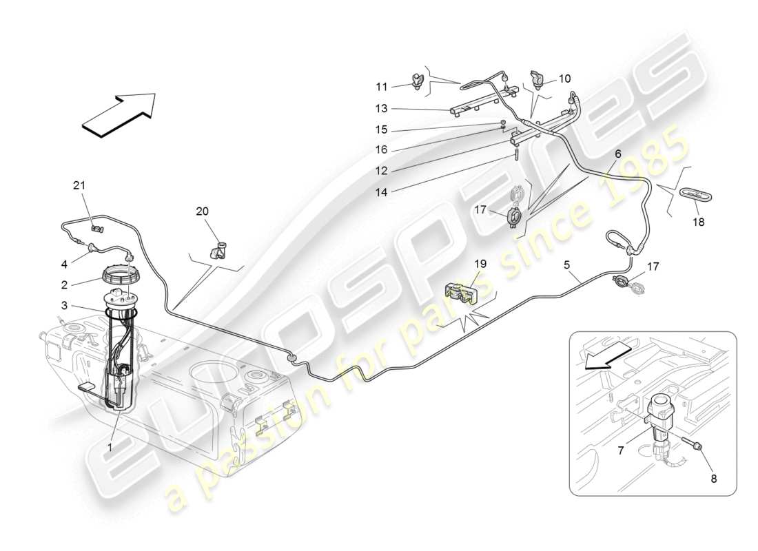 maserati granturismo (2008) kraftstoffpumpen und anschlussleitungen ersatzteildiagramm